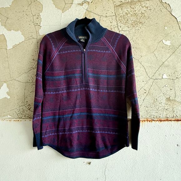 Eddie Bauer Other - Eddie Bauer Nordic Zip Sweater Small Grandpacore Purple Blue Half Zip Warm